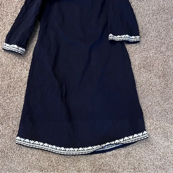 Boden Clemmie Jersey Navy Blue White Embroidered Dress - Picture 8 of 11